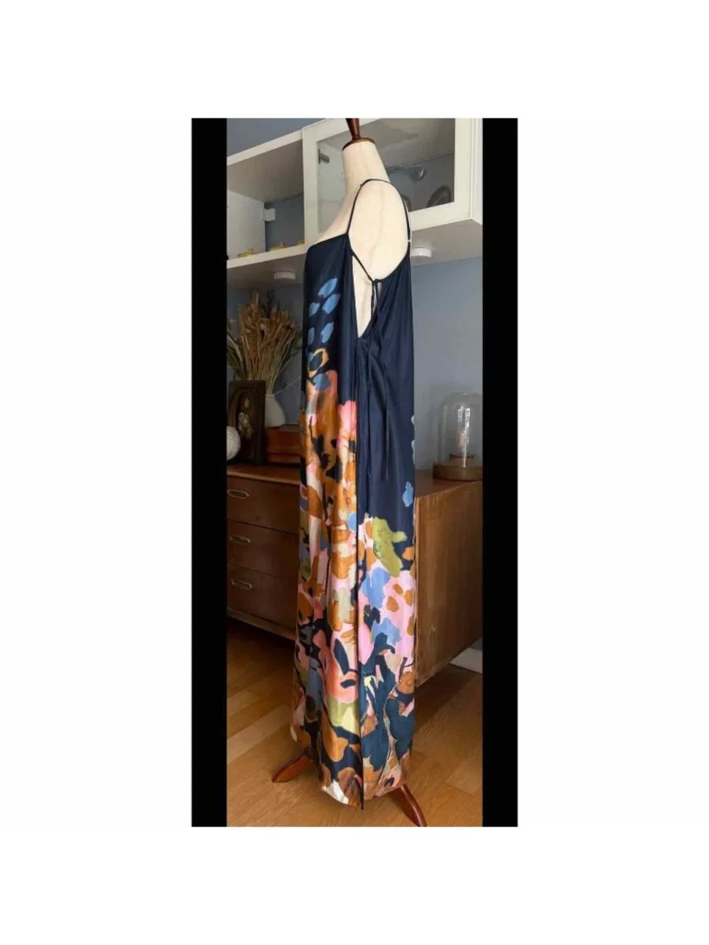 By Anthropologie Printed Wide-Leg Jumpsuit Navy Abstract Floral Print
